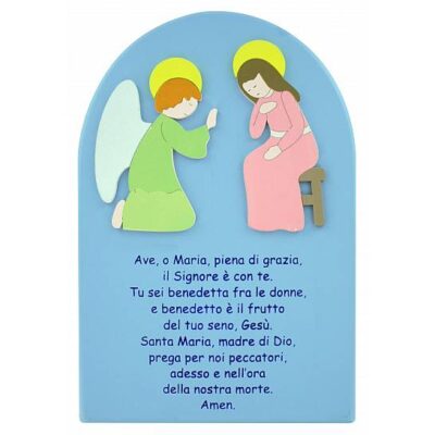Ave maria  quadretto con annunciazione - azzurro